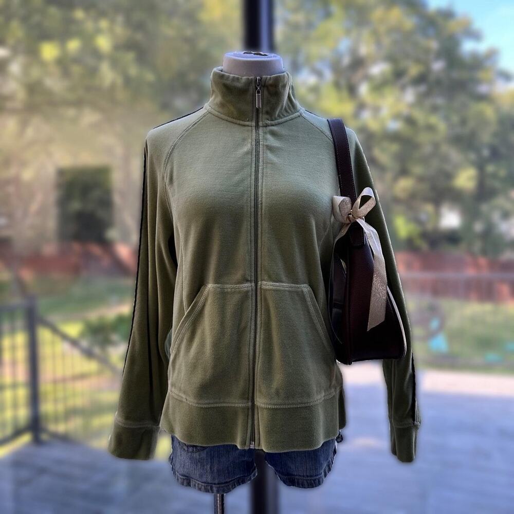 Fu da green velvet turtleneck jacket